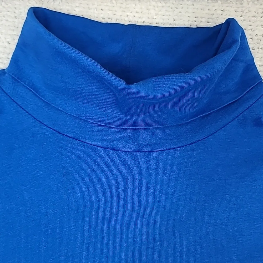 J Crew Long Sleeve Ultra Thin Relaxed Straight Tissue Turtleneck Top Royal Blue